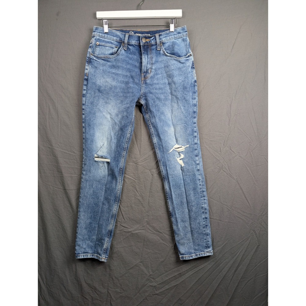 Original Use Mens Distressed‎ Slim Straight Jeans Medium Wash Blue Denim 30x30